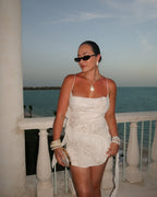 Serene | Ruffled Sleeveless Sequined Mini Dress