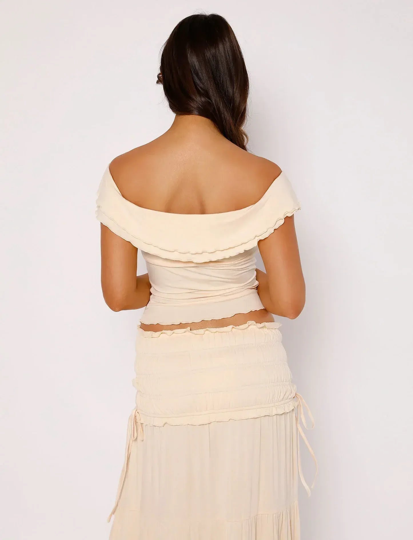 Paula | Maternity Ruffled Top with Maxi Skirt Boho Set