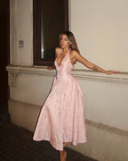 Esmeralda | Halter Sleeveless Midi Dress