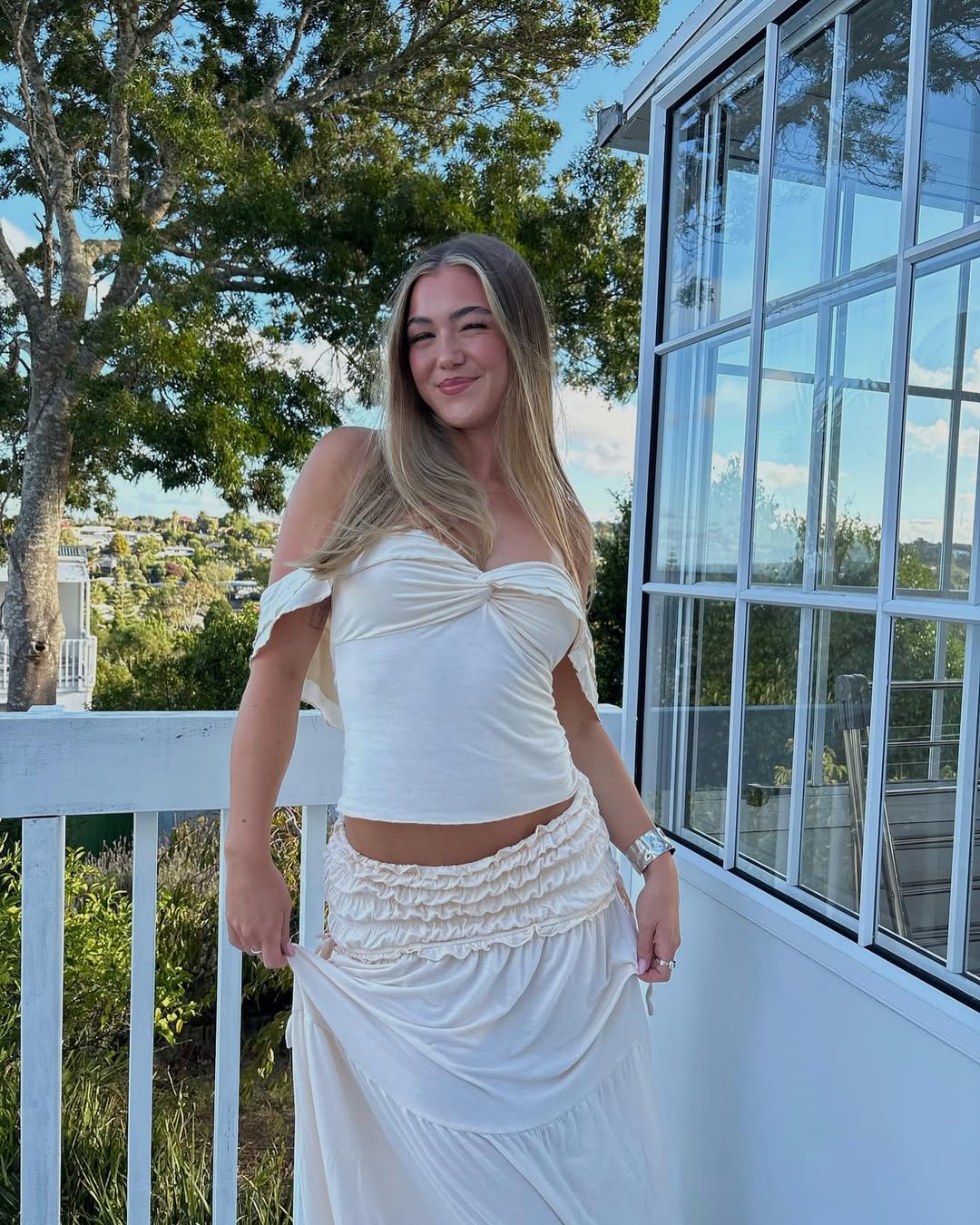 Paula | Maternity Ruffled Top with Maxi Skirt Boho Set