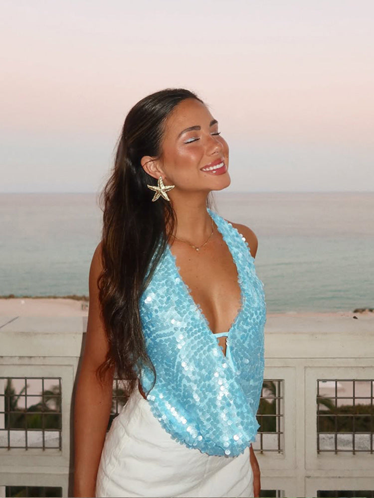 Della | Sleeveless Neck Halter Top